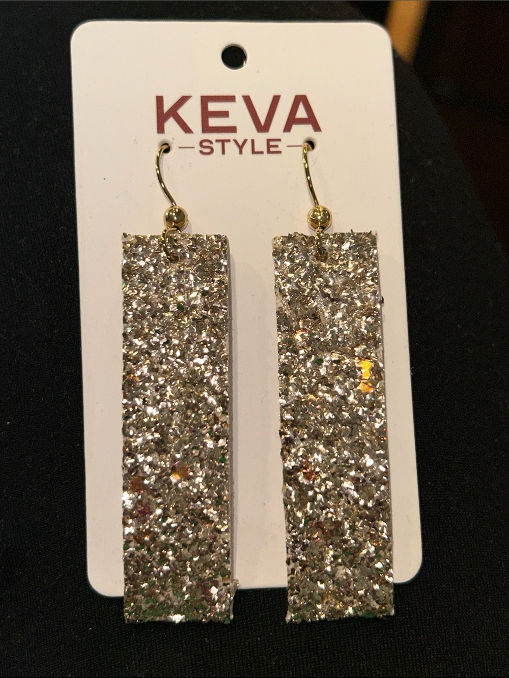 KEVA-STYLE Gold Glitter Bar Drop Earrings
